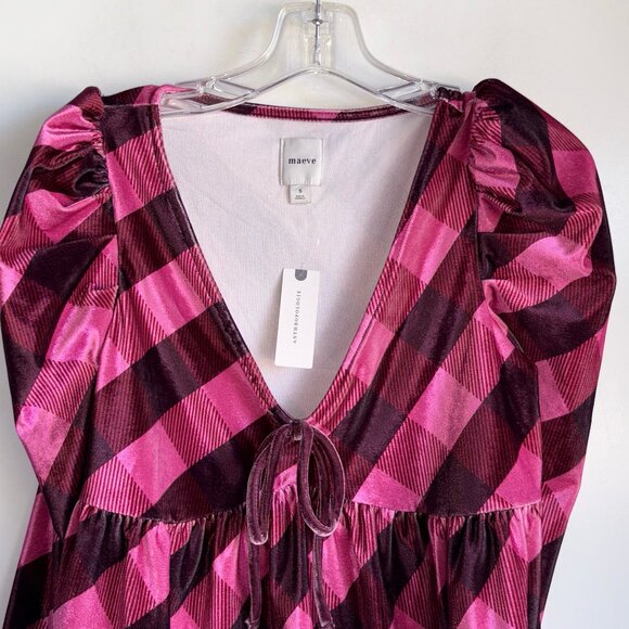 NWT MAEVE Babydoll Pink Top Velvet Size Small - Picture 6 of 12
